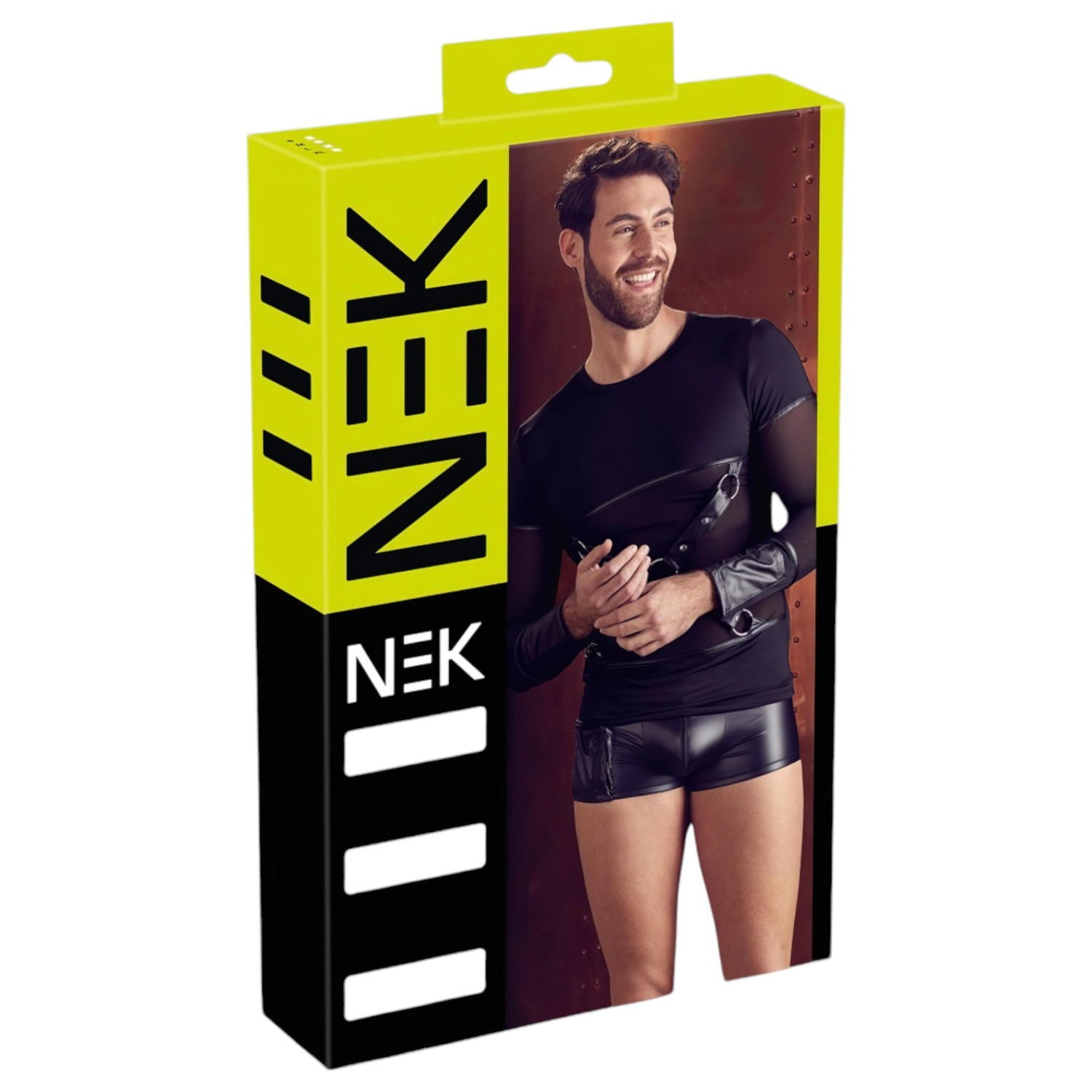 NEK - dugorukavni muški top s križnim trakama (crna) - XL