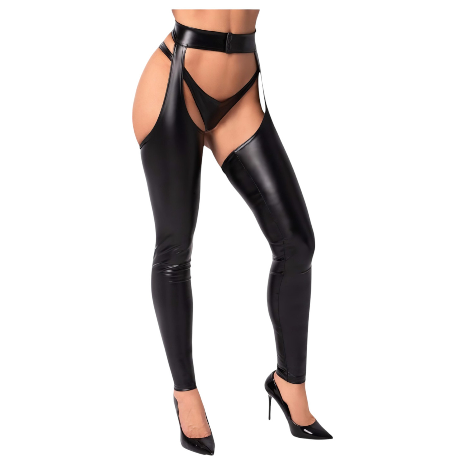 Noir - sjajne čarape - chaps - crna - M