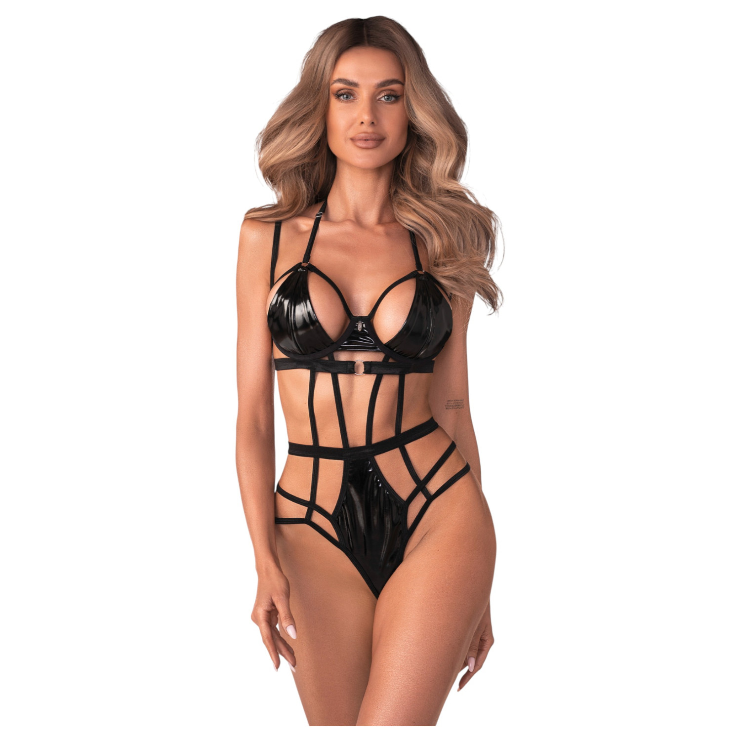 Obsessive - seksi body na naramenice - crna - L/XL