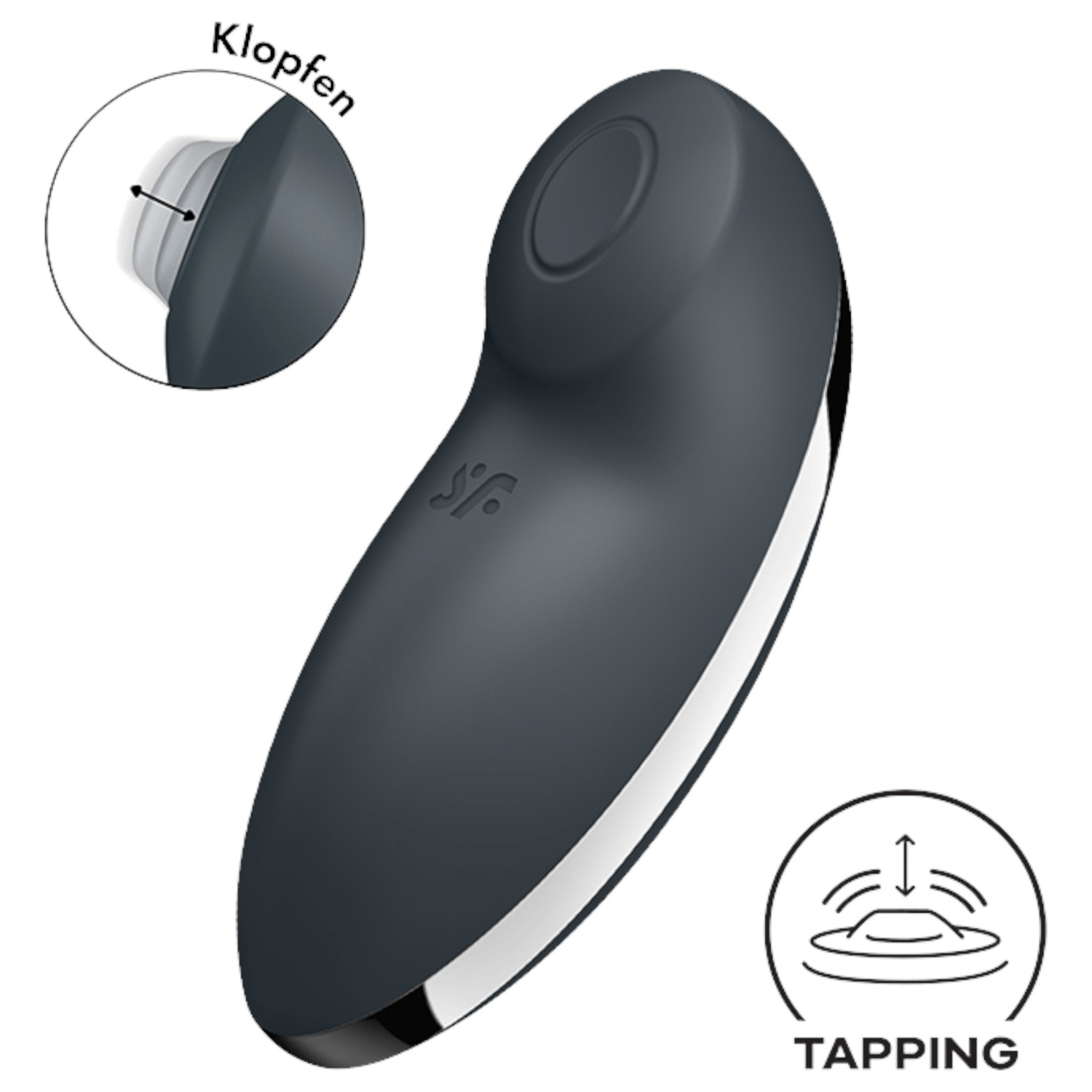 Satisfyer Tap & Climax 2 - vibrator za klitoris 2u1 - sivi
