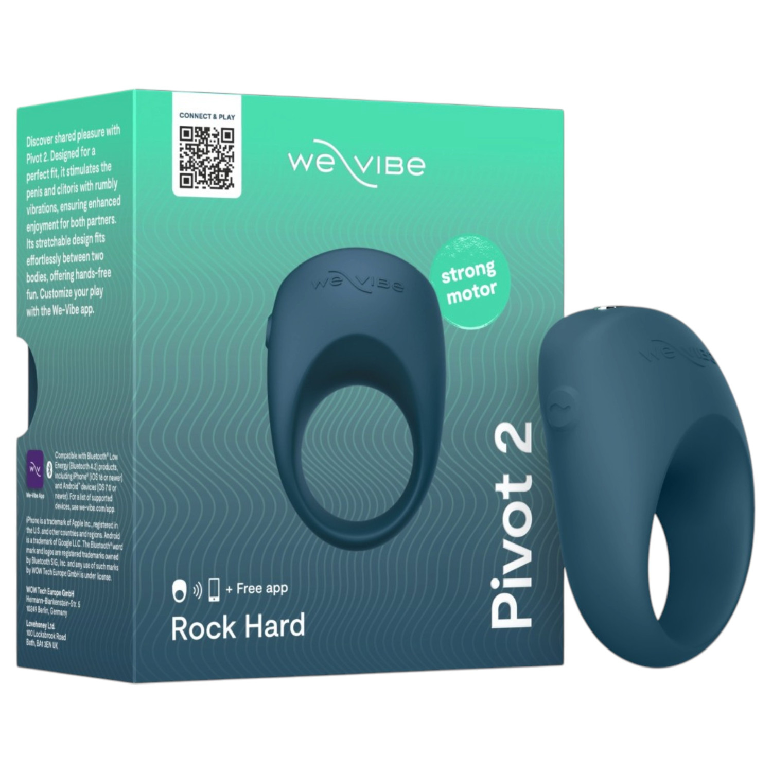 We-Vibe Pivot 2 - vibracijski prsten za penis s upravljanjem putem aplikacije, za muškarce (plavi)