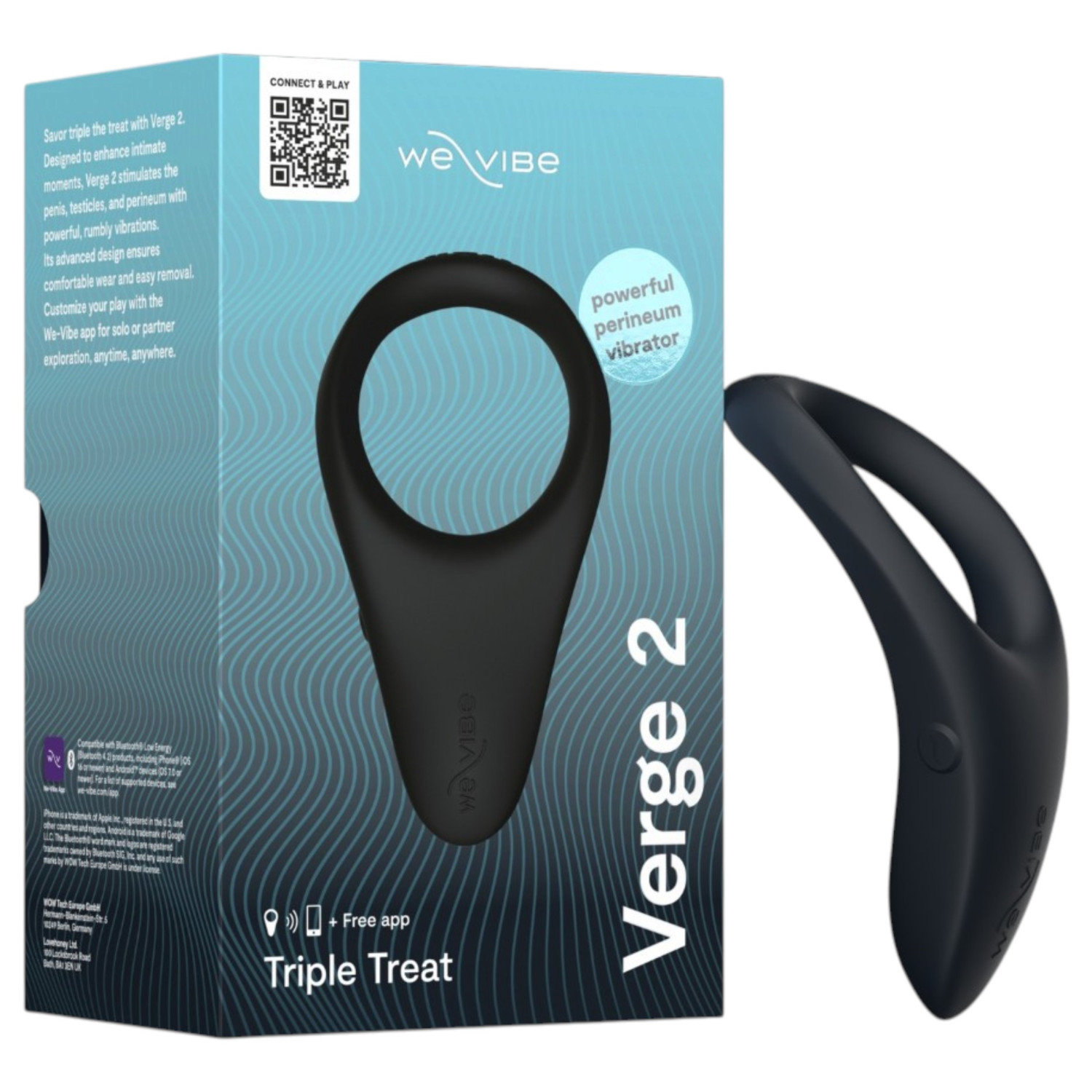 We-Vibe Verge 2 - vibracijski prsten za penis s upravljanjem putem aplikacije, za muškarce (crni)