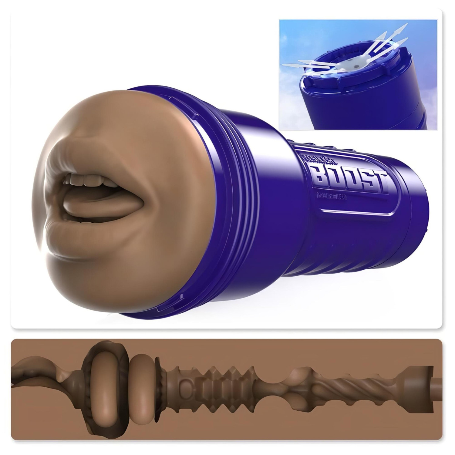 Fleshlight Boost Blow - realistični masturbator u obliku usta - smeđa