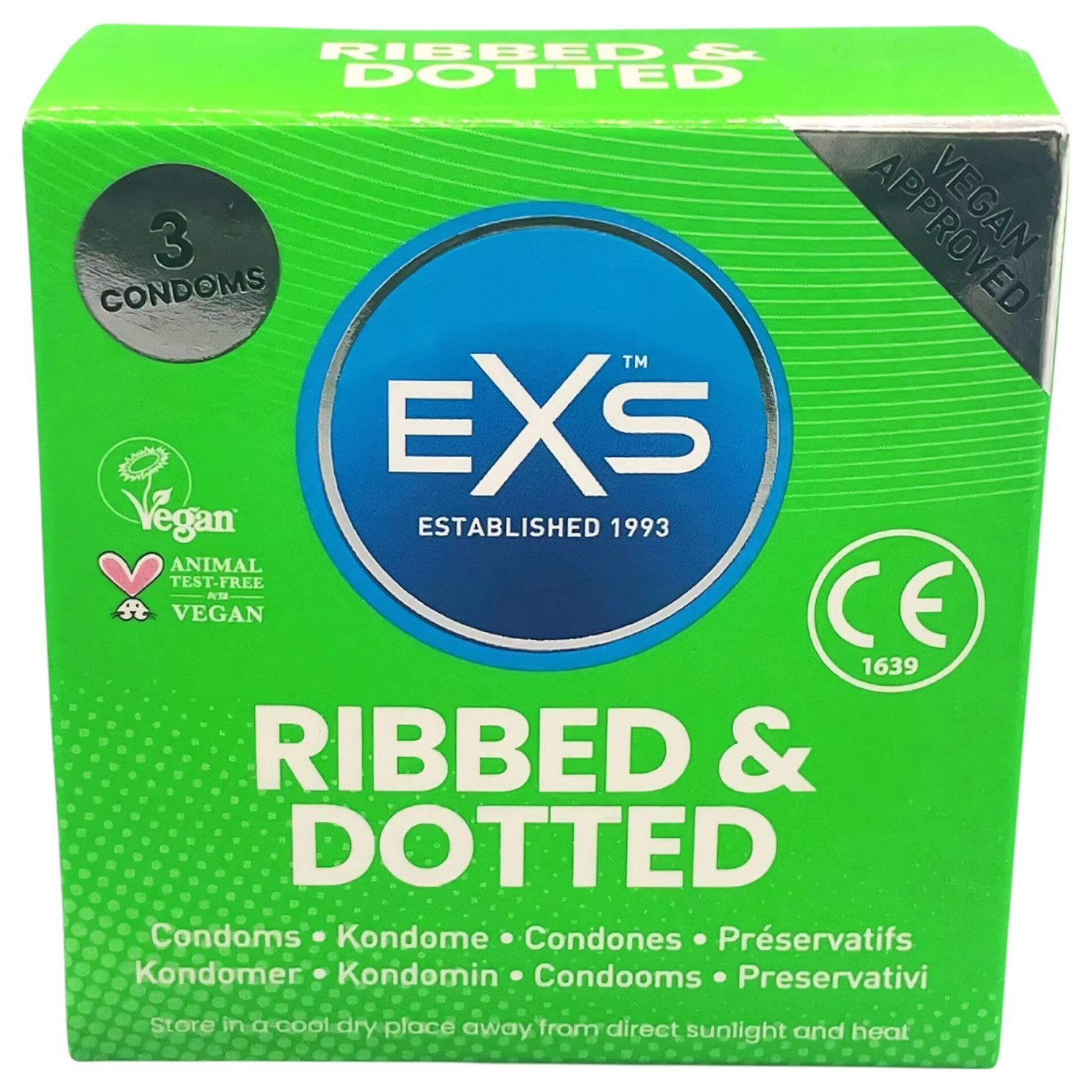 EXS Ribbed, Dotted and Flared - točkasti kondom (3 komada)