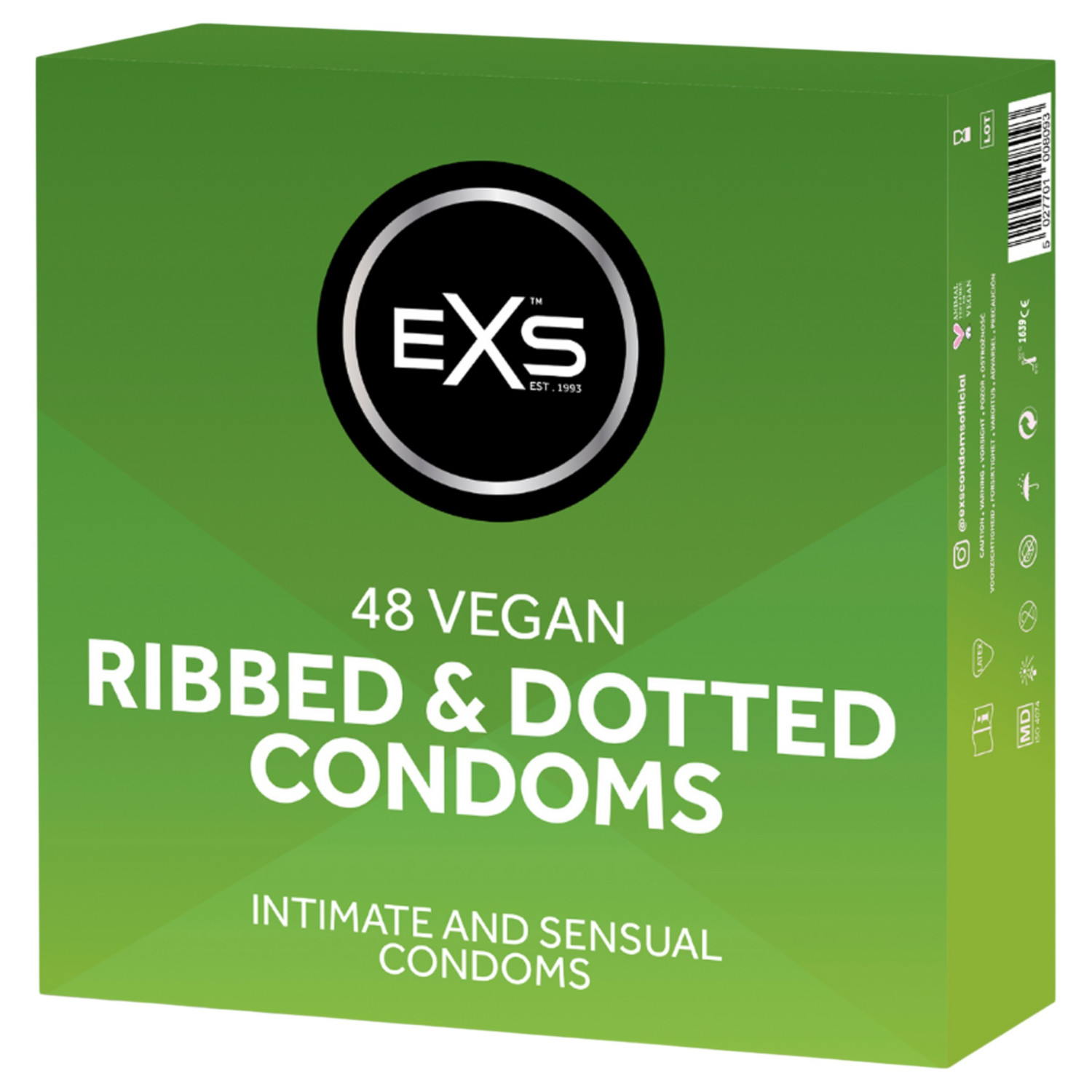 EXS Ribbed & Dotted - rebrasti, točkasti kondom (48 kom)