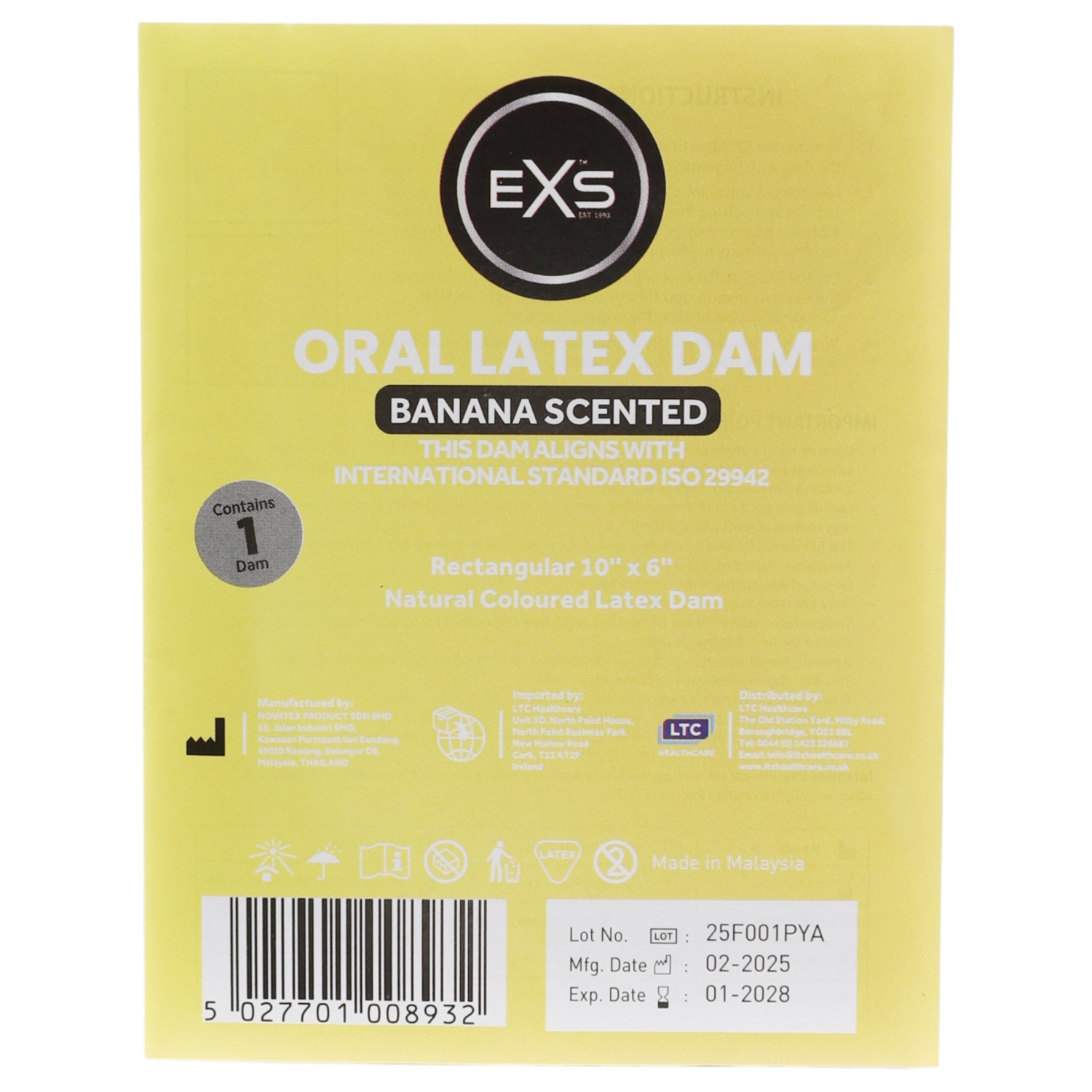 EXS lizalica s okusom banane - lateks zaštitna maramica (1 kom)