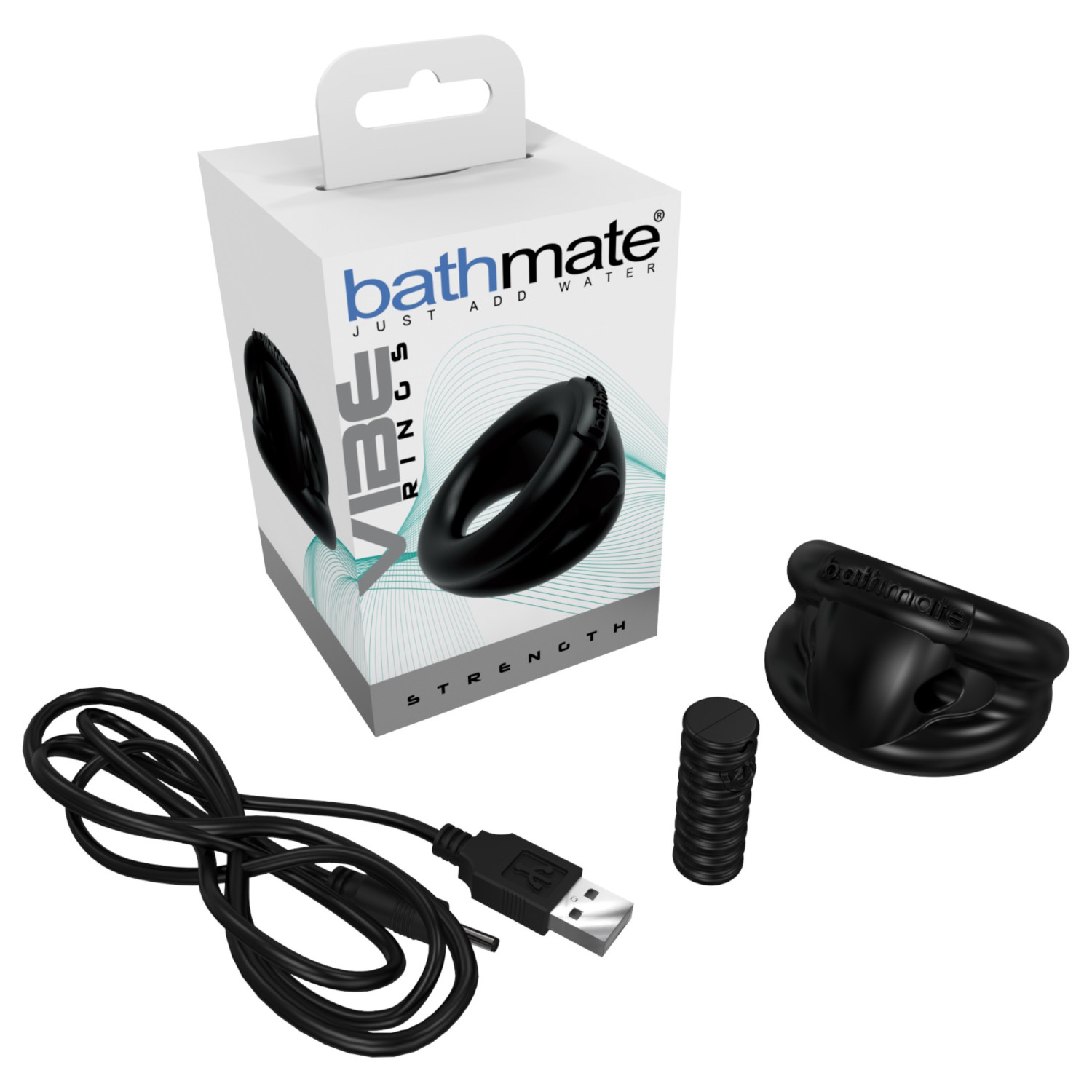 Bathmate Vibe Ring Strength - akumulatorski vibrirajući prsten za penis (crni)