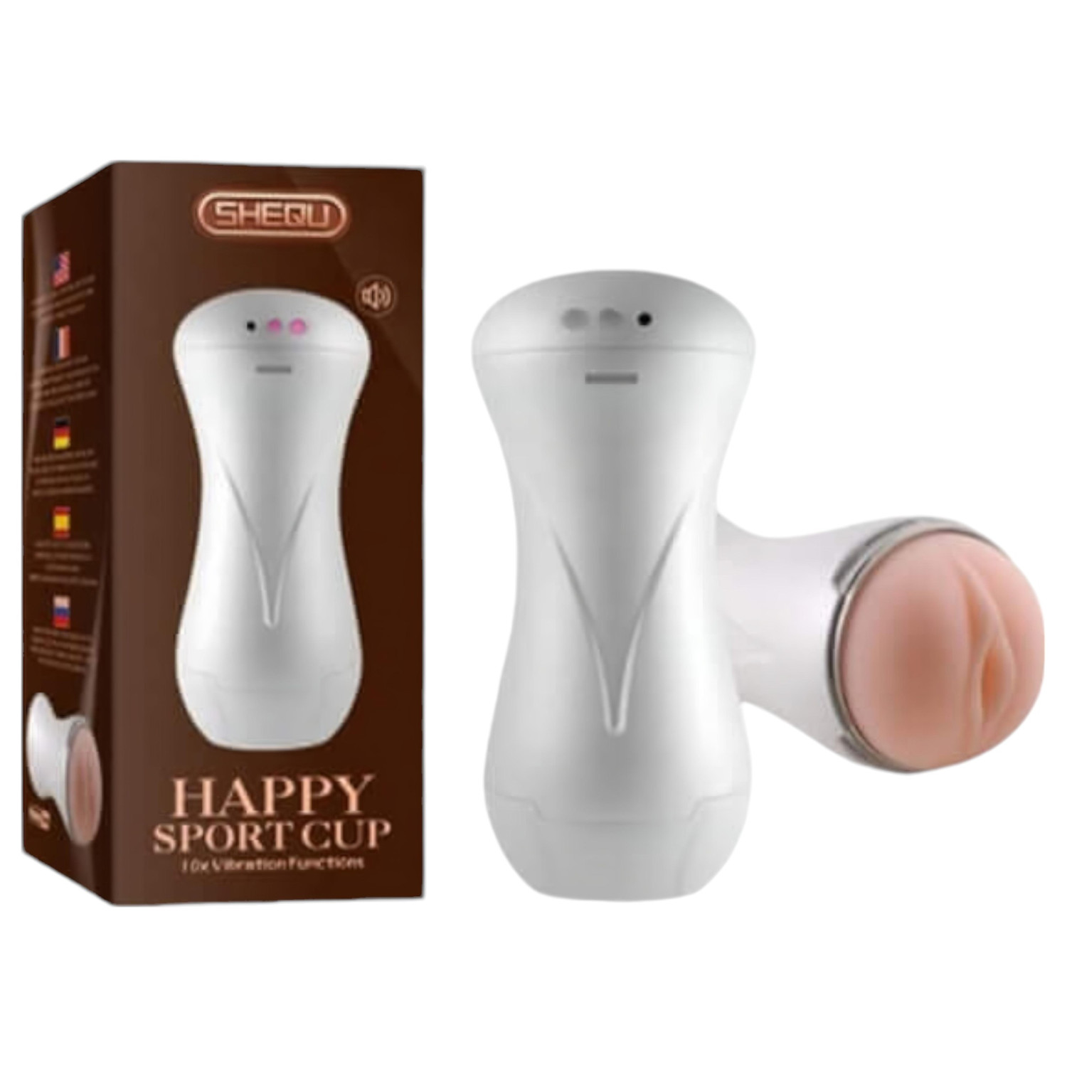 Lonely Happy - masturbator s vibracijom i zvukom - bijela/boja kože
