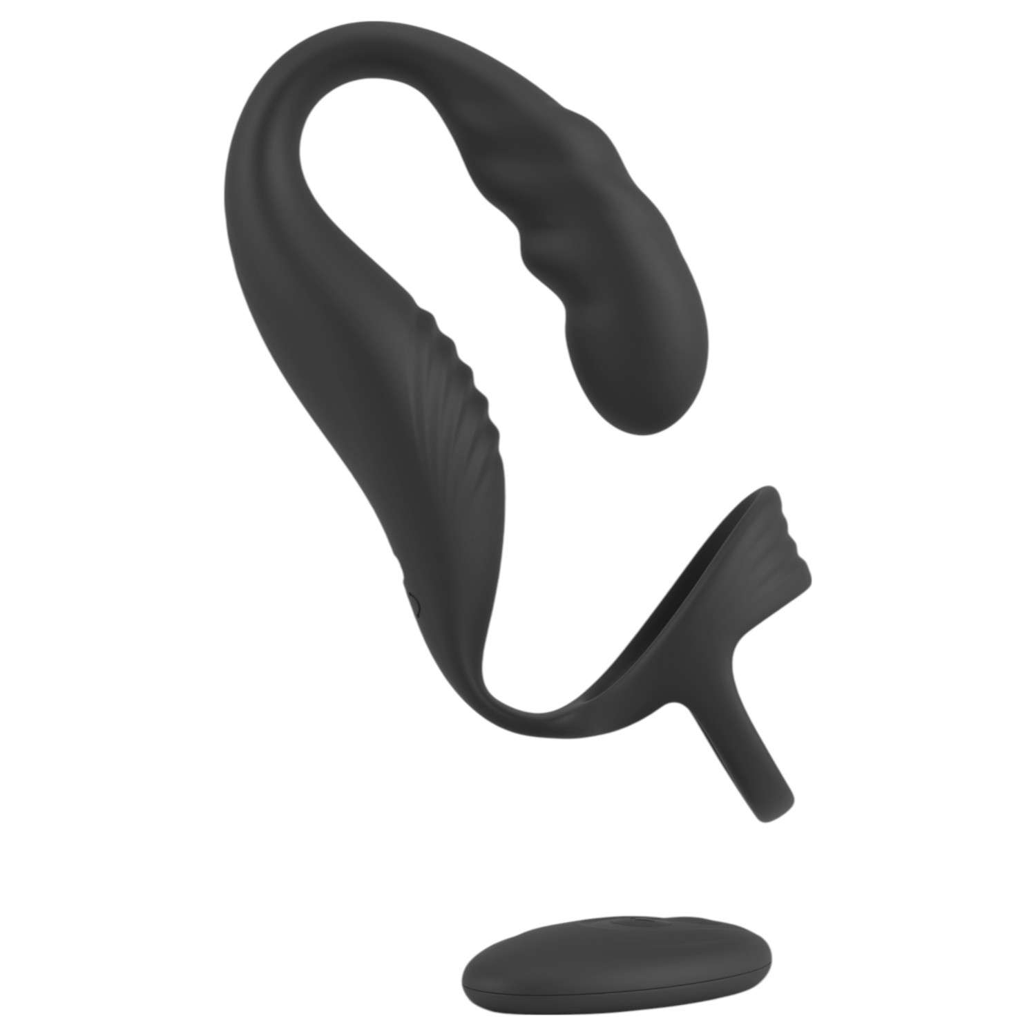 Rebel - vibrator za prostatu s prstenom za penis i testise - crni