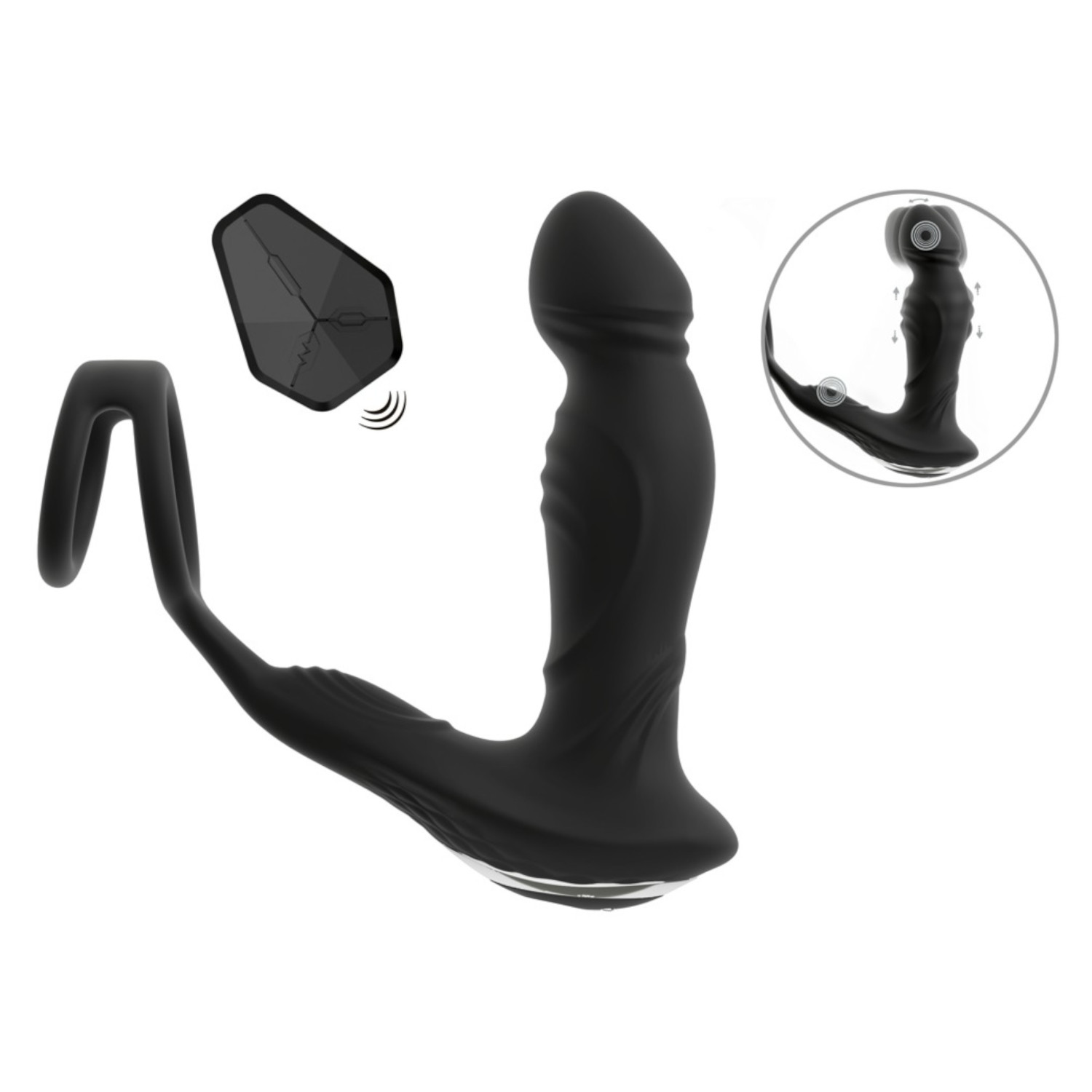 Rebel - potiskivački vibrator za prostatu (crni)