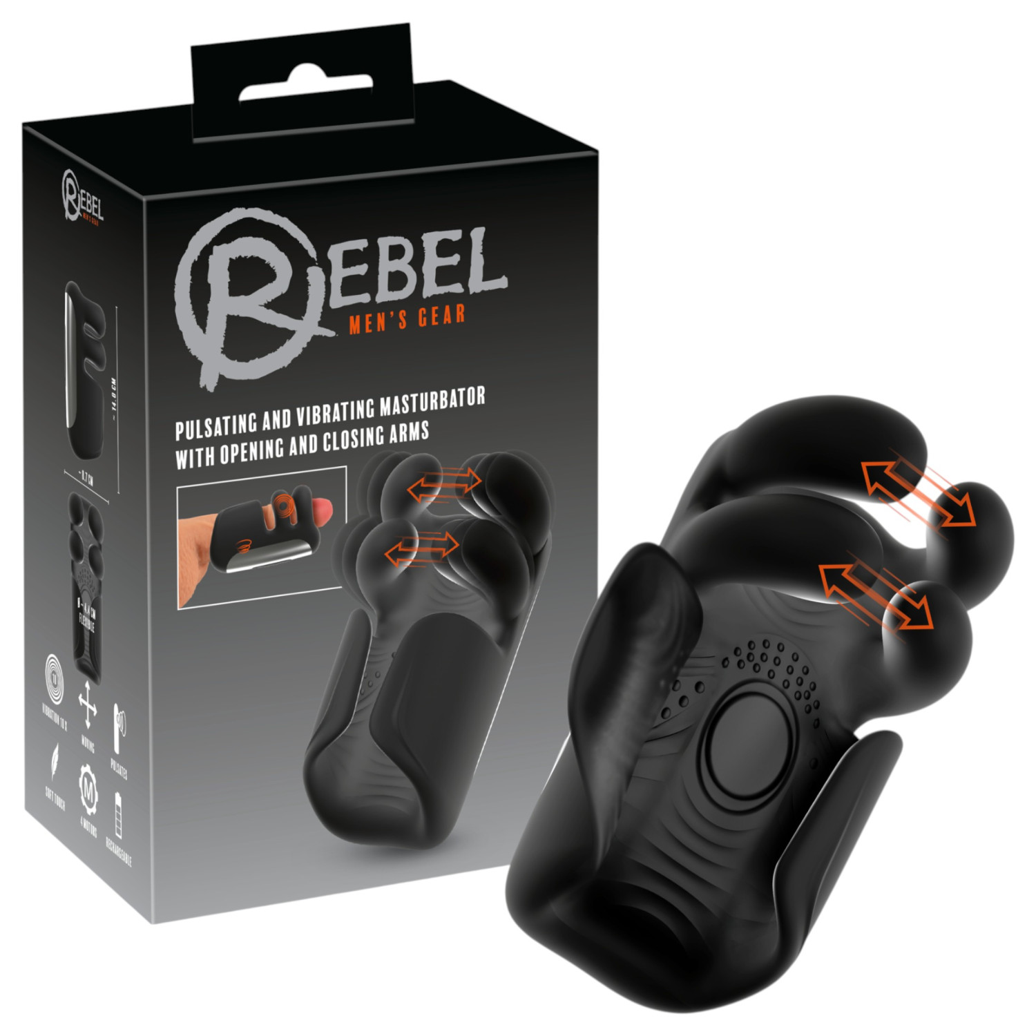 Rebel - pulsirajući, vibrirajući masturbator (crni)