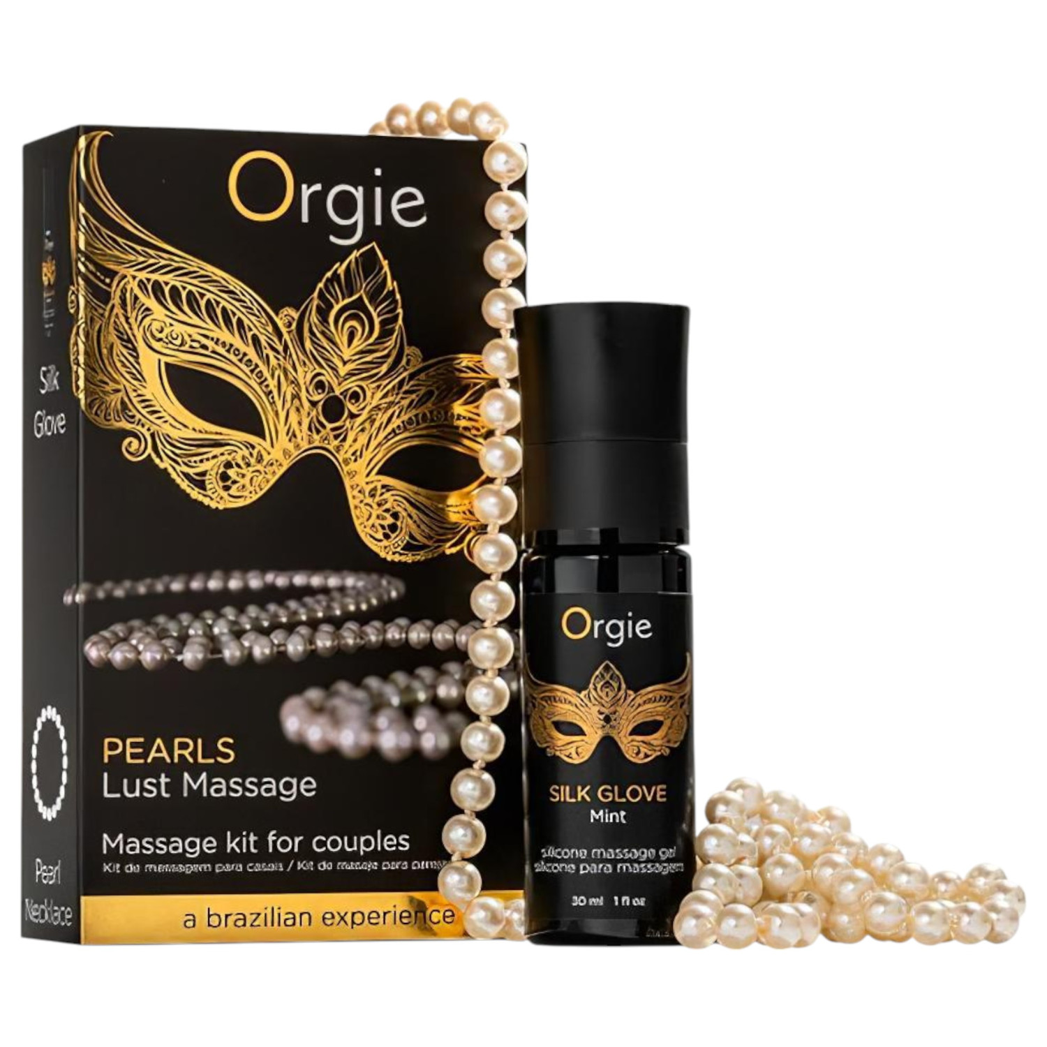 Orgie Pearls Lust - ogrlica s perlama i gel za masažu (30ml)