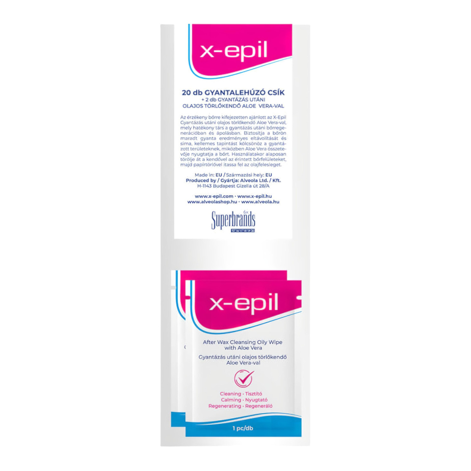 X-Epil - trake za uklanjanje dlačica (20kom) + maramice s uljem (2kom)