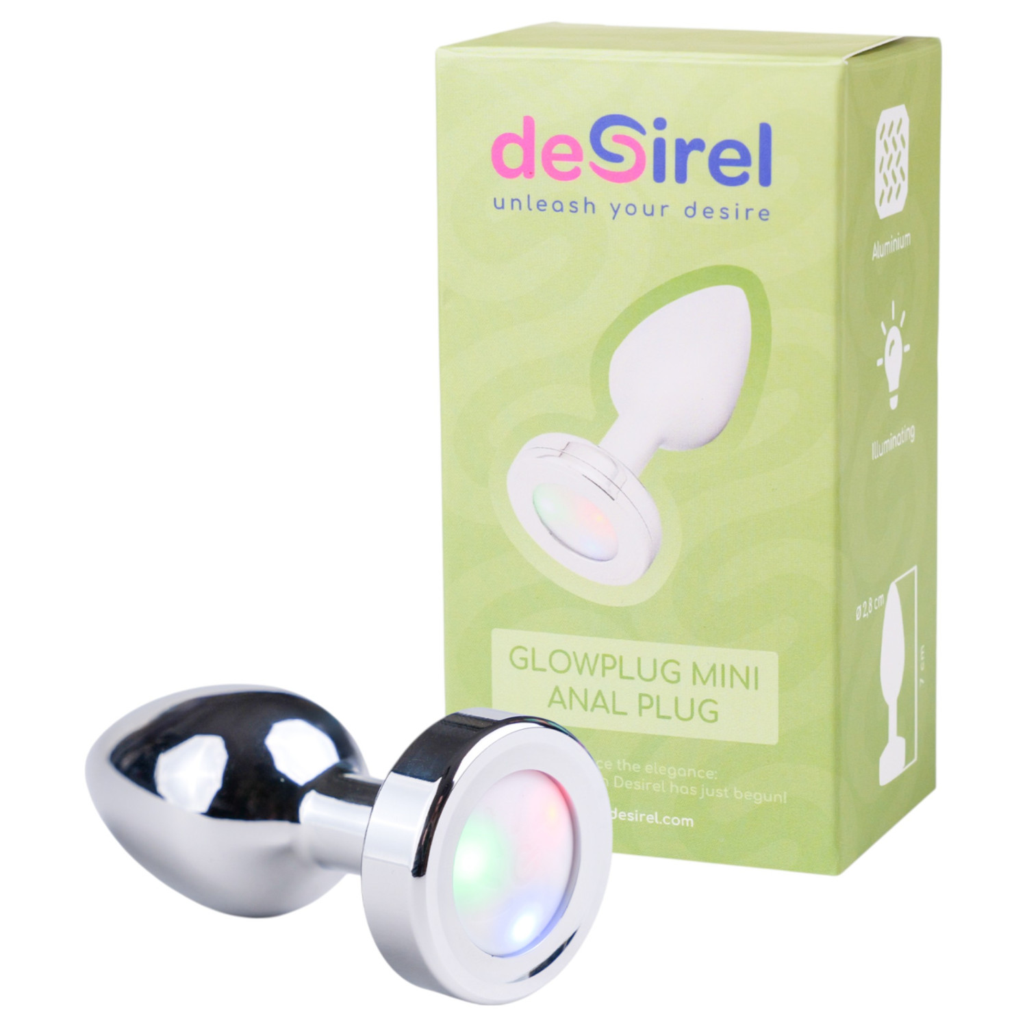 Desirel GlowPlug - analni plug koji svijetli - mali - srebrna
