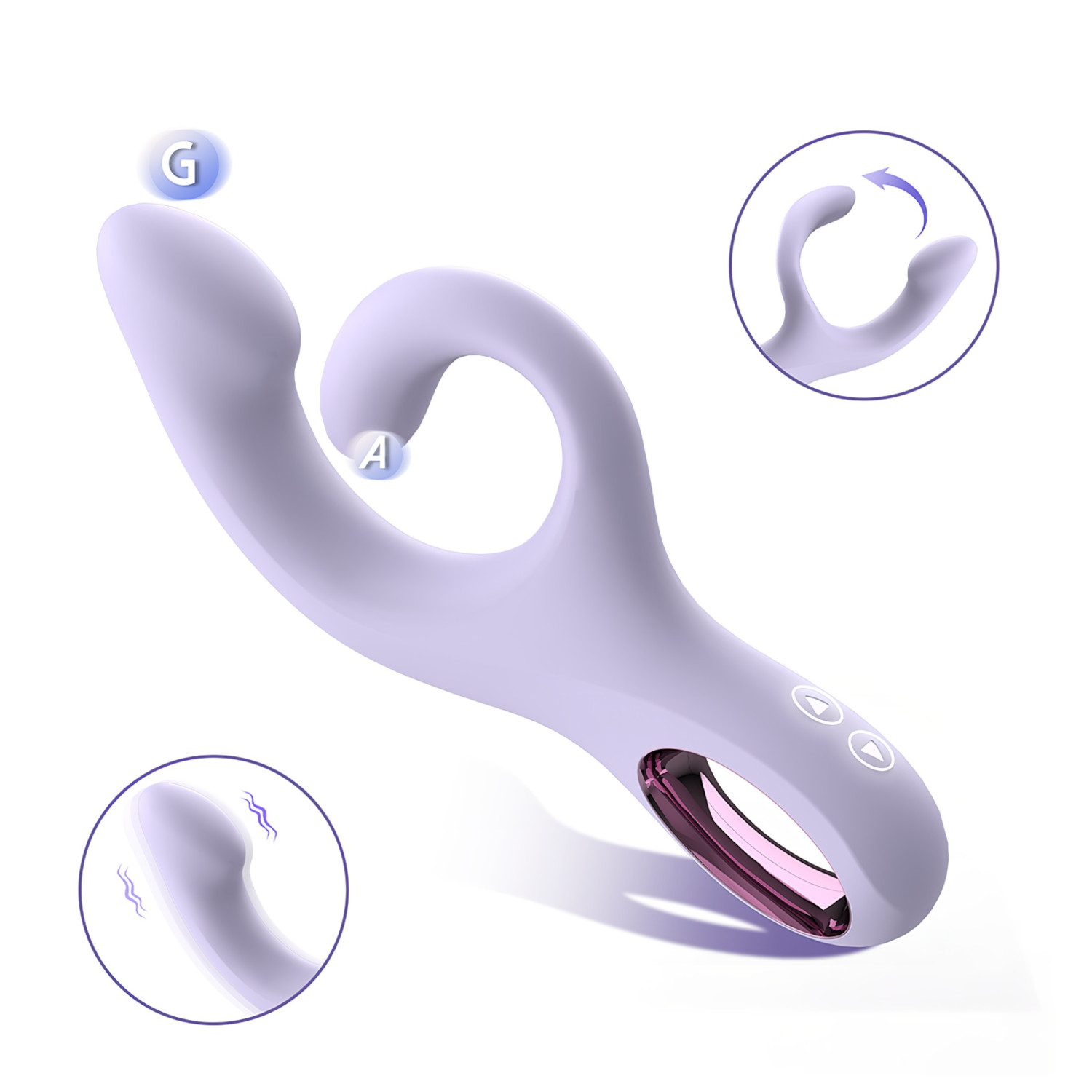Sex HD - G-točka vibrator s ručkom za klitoris (ljubičasti)