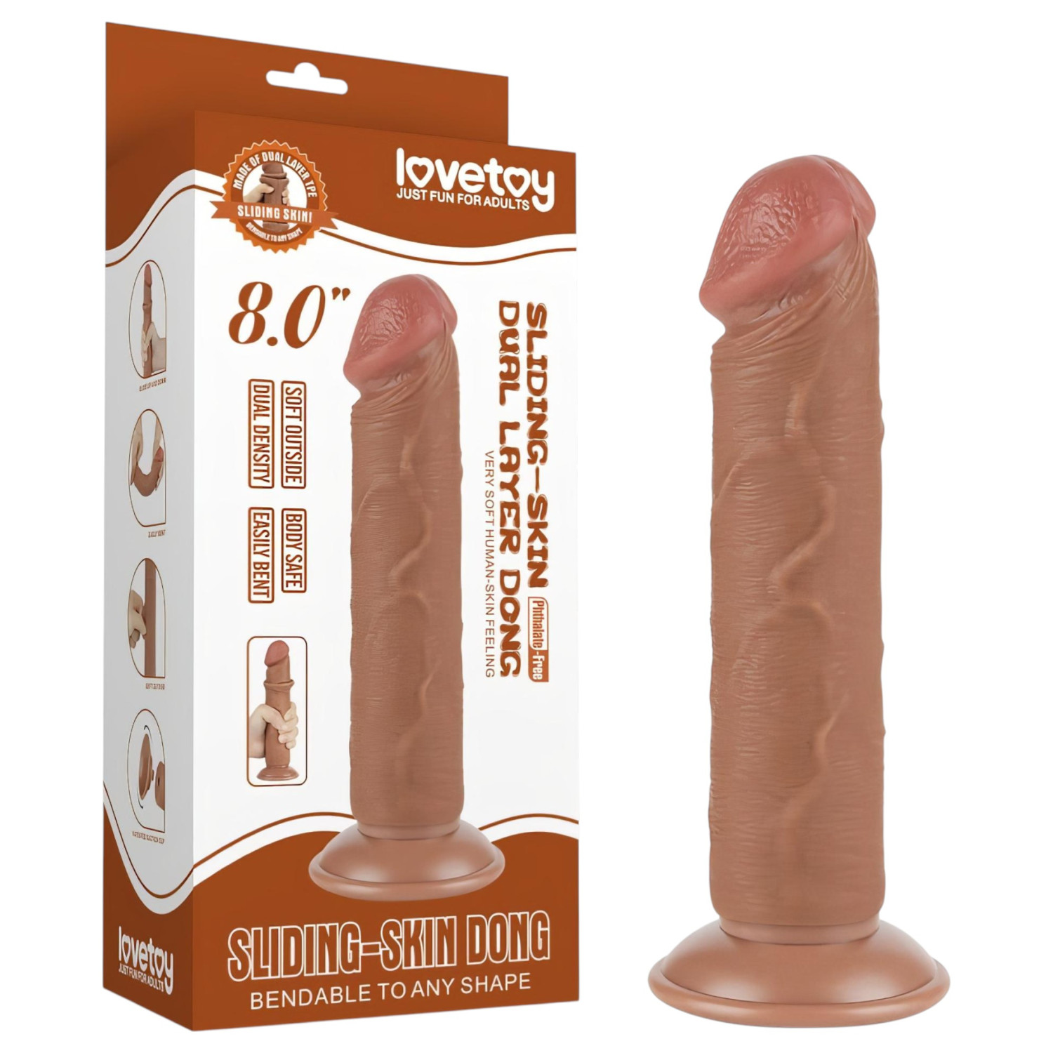 Lovetoy - realistični dildo s vakuum postoljem - dvostruki sloj - 20 cm - bež