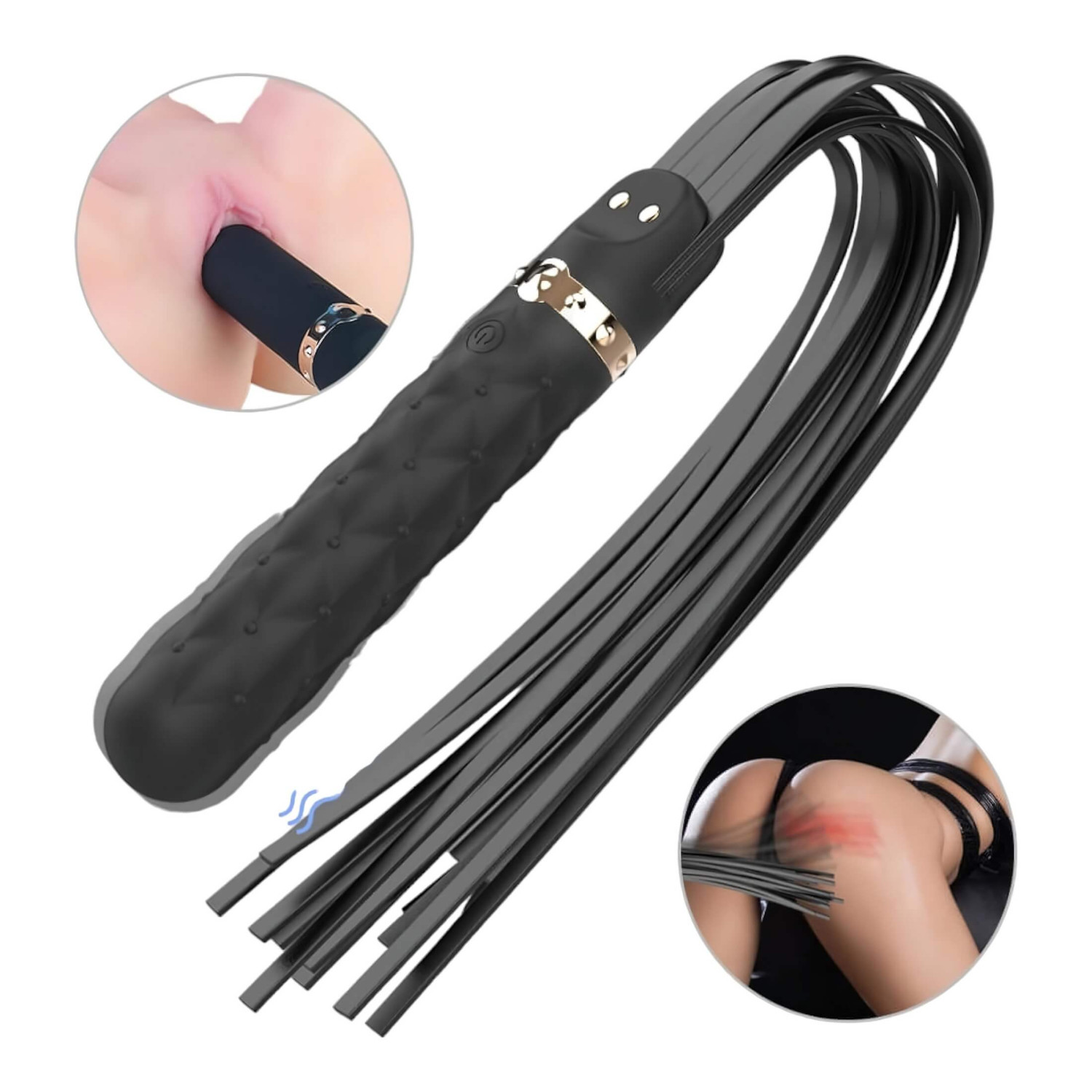 Sex HD Bloody Mary - vibrator s baterijom i bič - vodootporan - crni