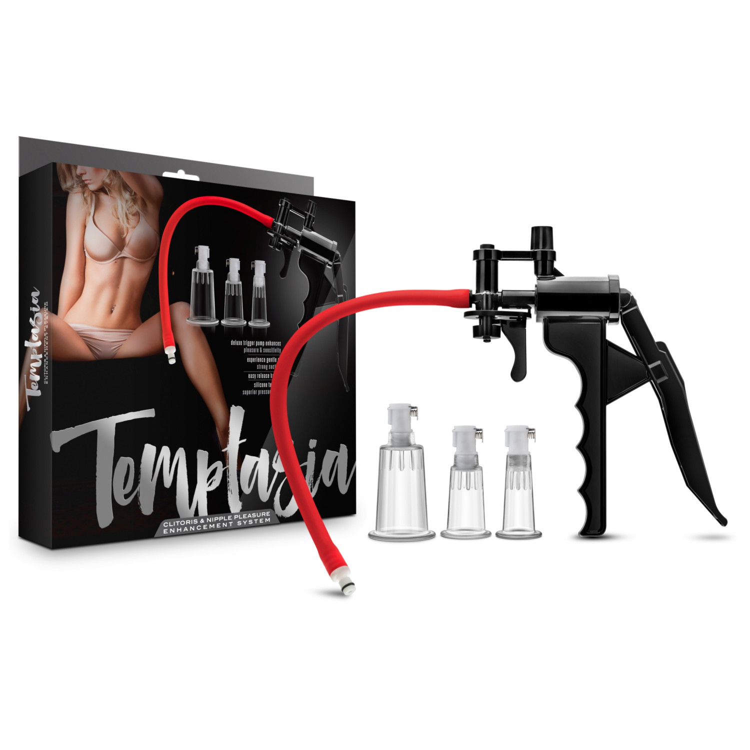 Blush Temptasia - profesionalni set pumpica za klitoris (crna)