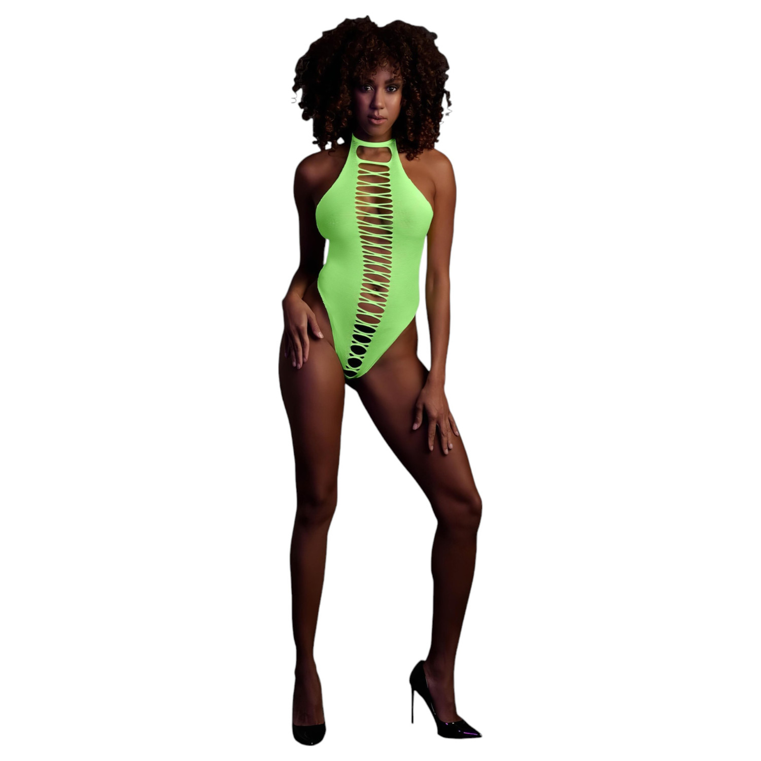 Ouch! - seksi otvoreni body - fosforescentni - neon zelena