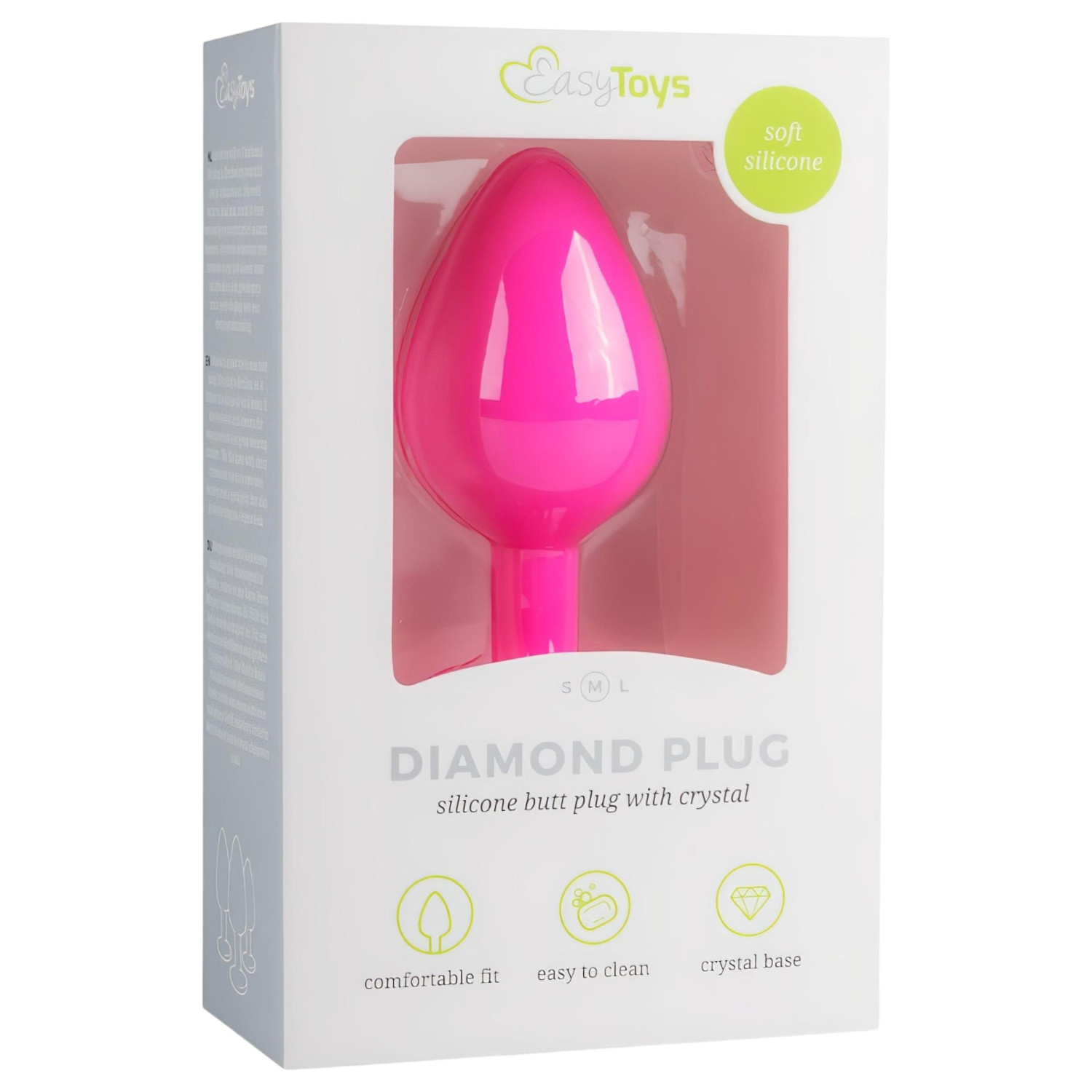 Easytoys Diamond - analni plug s bijelim kamenom - srednji - rozi