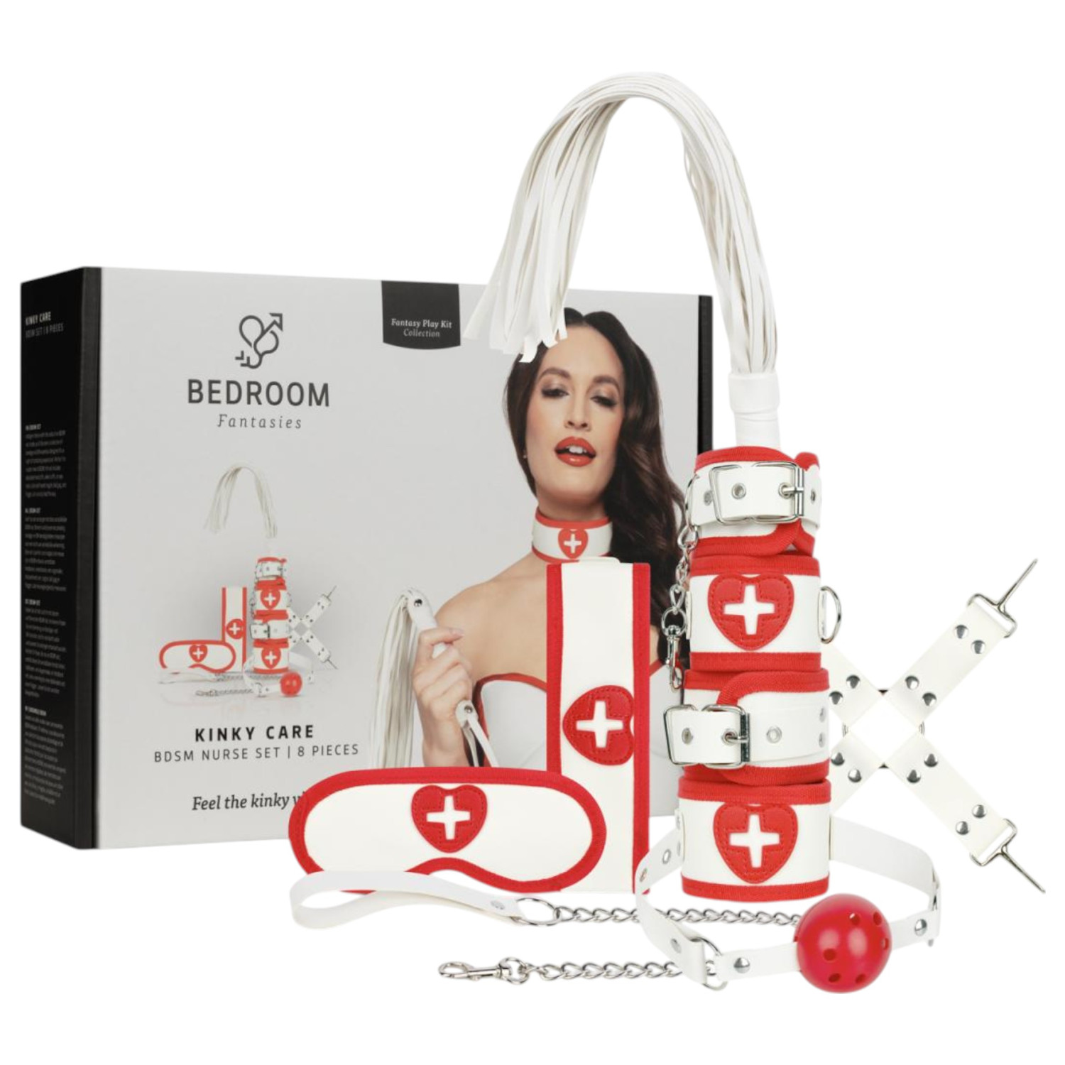Bedroom Fantasies - kostim medicinske sestre 8 dijelova - crveno bijeli