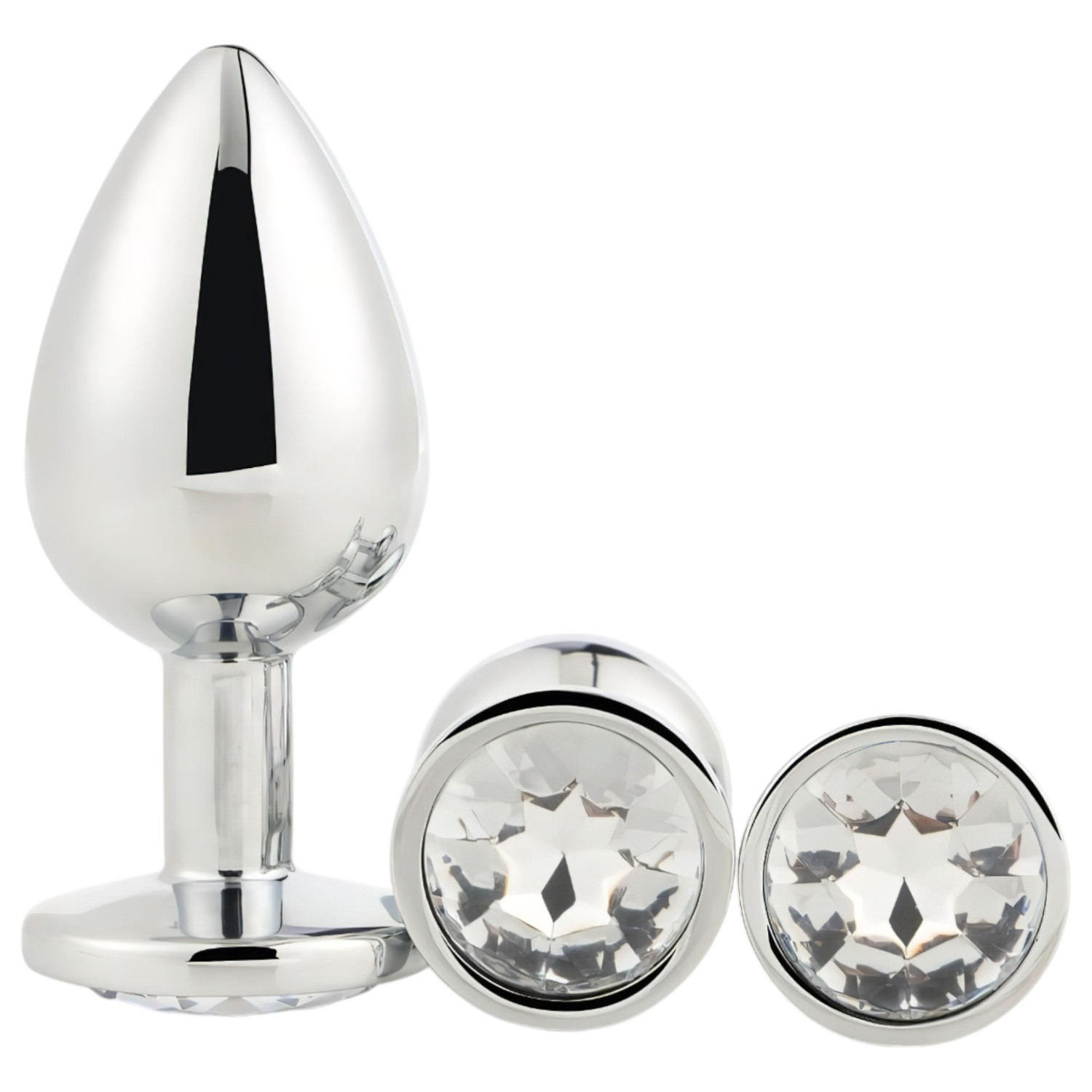 Gleaming Love - metalni analni čep set (srebrni, 3‑dijelni)