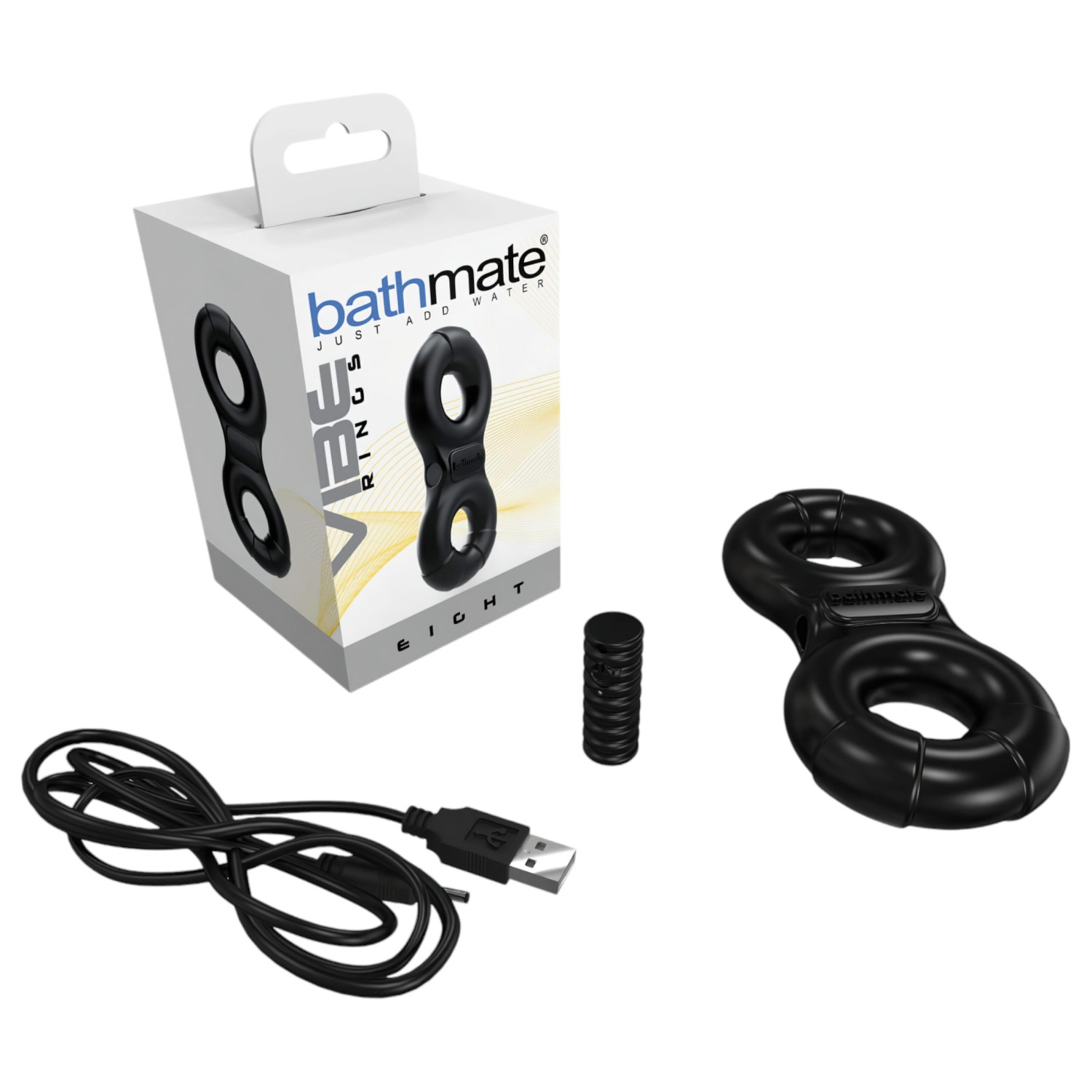 Bathmate Vibe Ring Eight - punjivi vibracijski penis-prsten (crni)