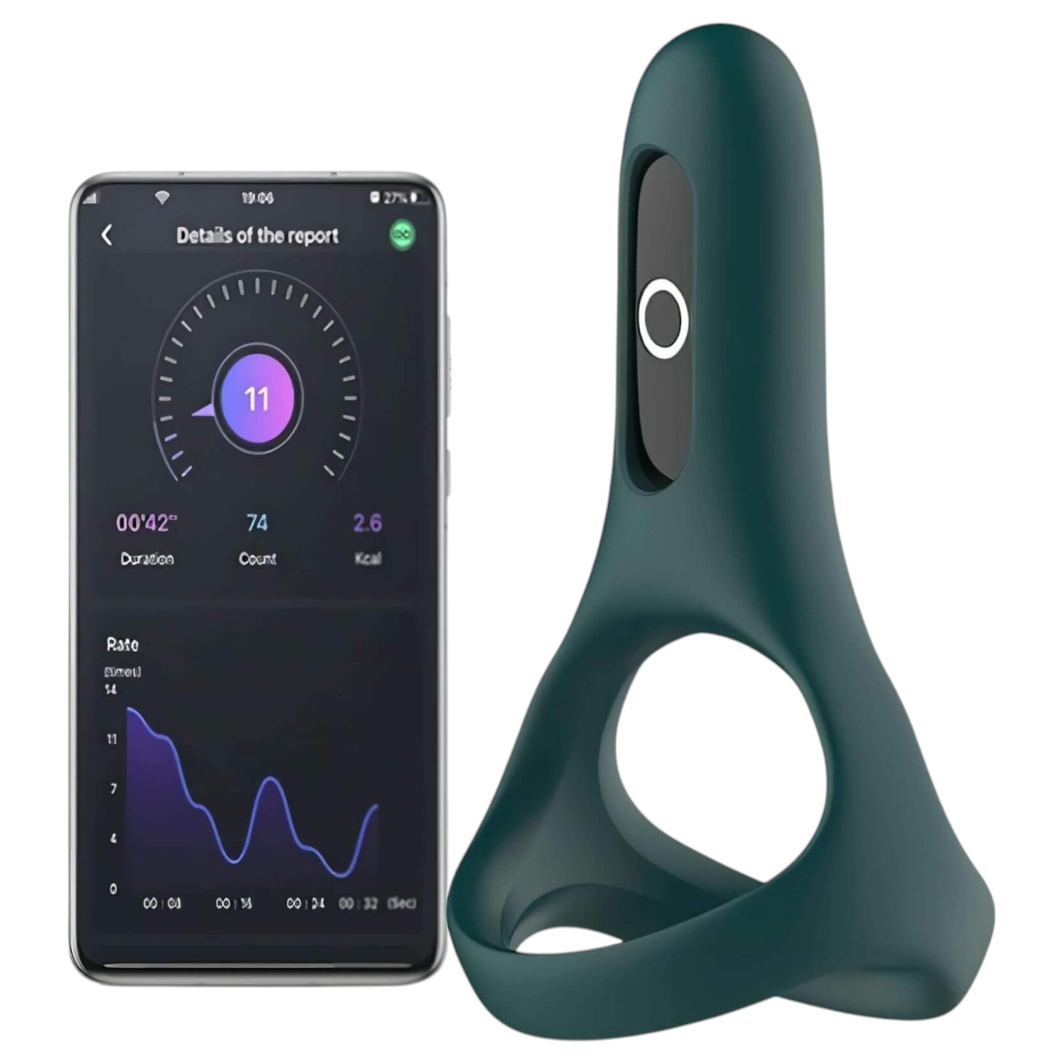Magic Motion Rise - vibracijski prsten za penis s upravljanjem putem aplikacije, za muškarce (zelena)